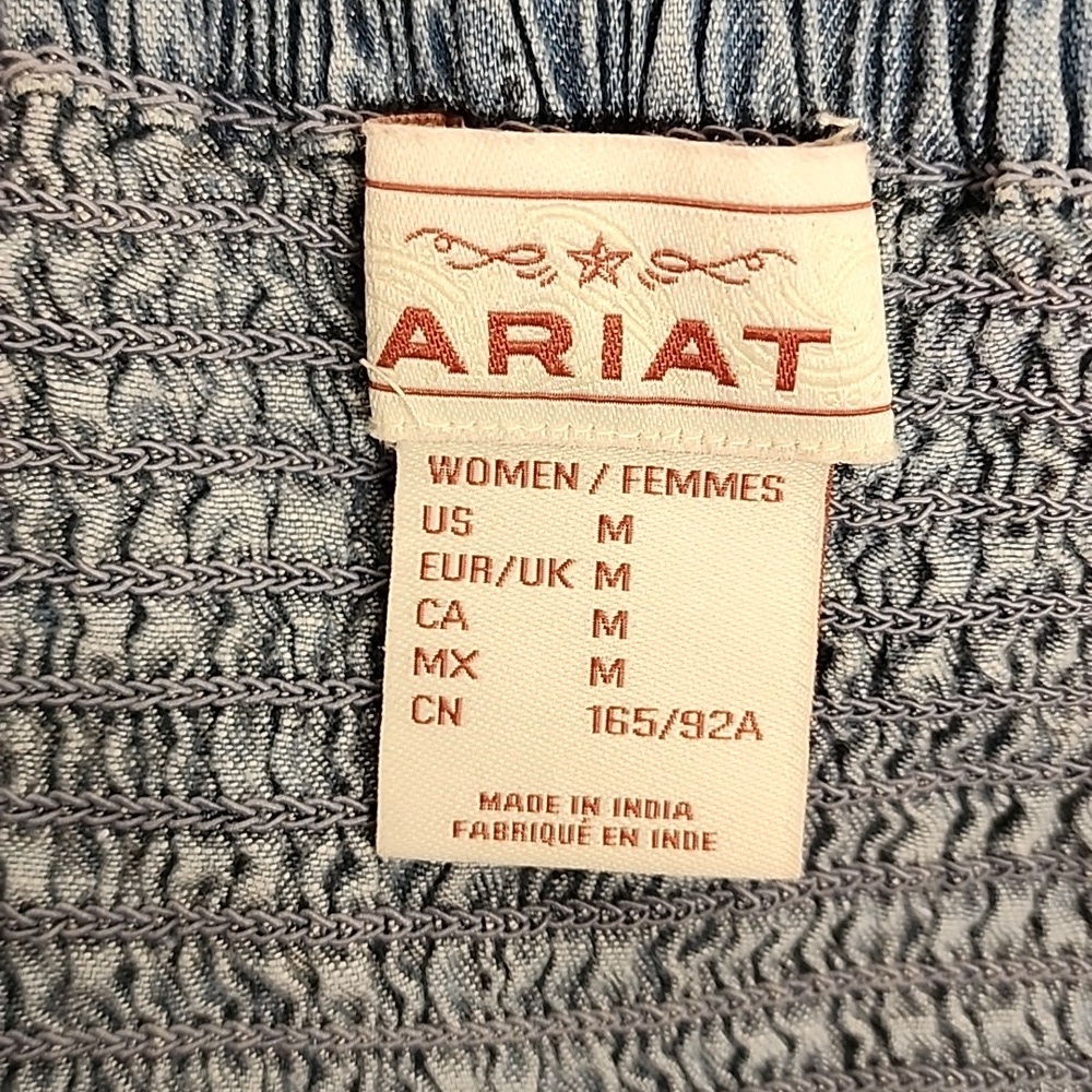 Ariat Blue Ruffled Elastic Tube Top Womens Sz M Paisley Print Dress Country Girl - Picture 4 of 14